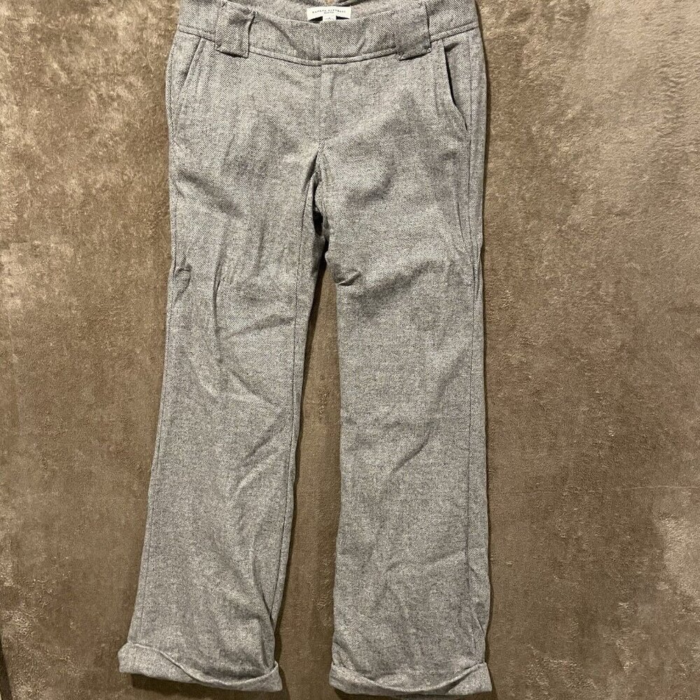 Banana Republic Wool Work Dress Pants Womens Sz 2 Gray Pockets High Rise Cuffed